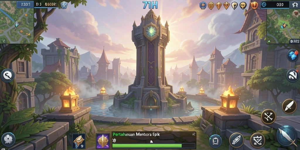 Screenshot gameplay 71H menampilkan aksi menara pertahanan yang mendebarkan.