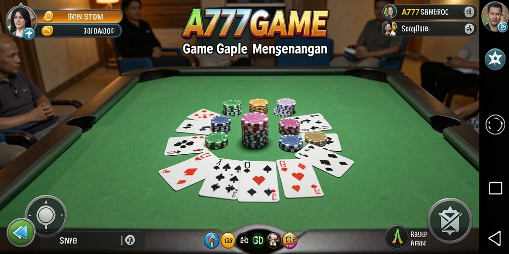 Tampilan gameplay A777GAME dengan kartu Gaple yang menantang.