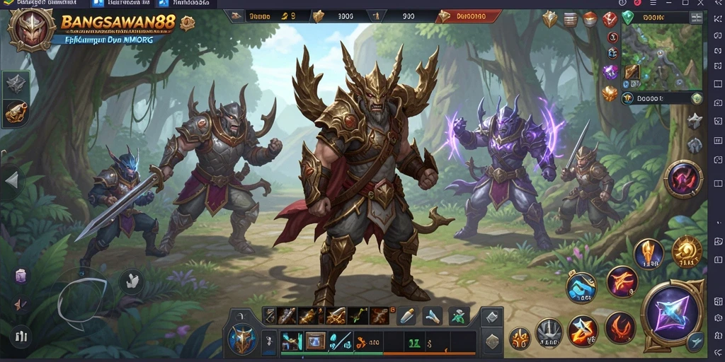 Screenshot gameplay BANGSAWAN88 yang menampilkan pertempuran menarik di dunia MMORPG.