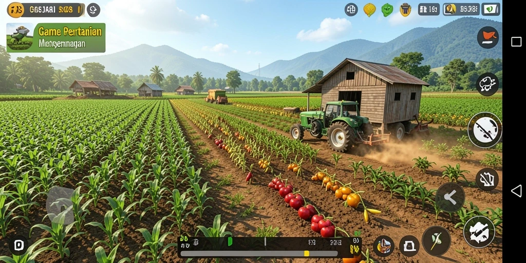 Screenshot gameplay FO8 menunjukkan keseruan bertani dengan teman-teman.