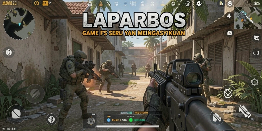 Gameplay LAPARBOS yang intens dan menegangkan dalam pertempuran FPS.