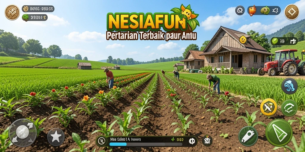 Tampilan gameplay NESIAFUN yang menampilkan lahan pertanian yang subur.