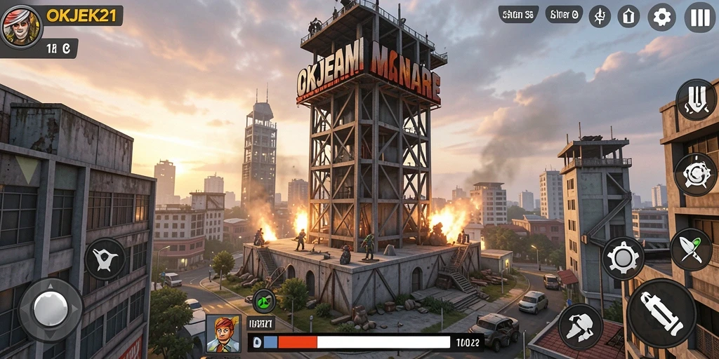 Tangkapan layar dari gameplay Tower Defense yang mendebarkan di OKJEK21.