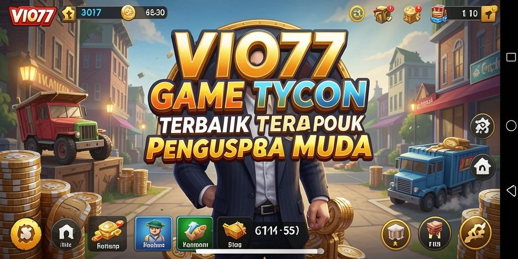 Tampilan gameplay VIO77 yang menampilkan pengelolaan bisnis Tycoon.